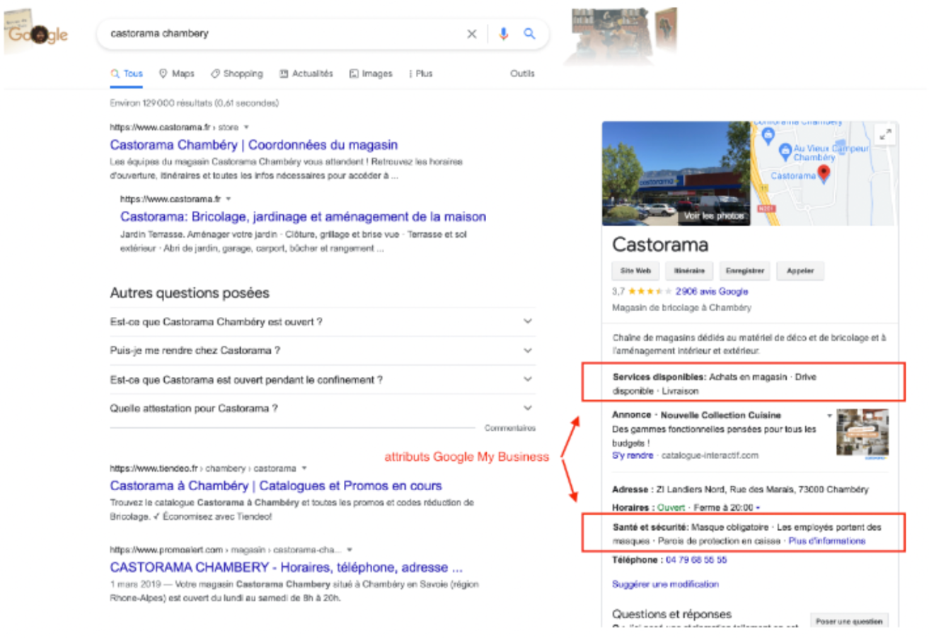 attributs - Google Business Profile - avis verifies