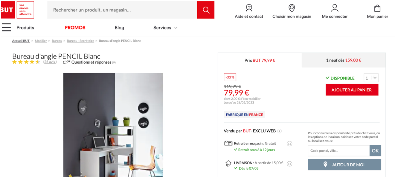 Fiche produit - nombre étoiles avis consommateurs -marque BUT - Avis Vérifiés 