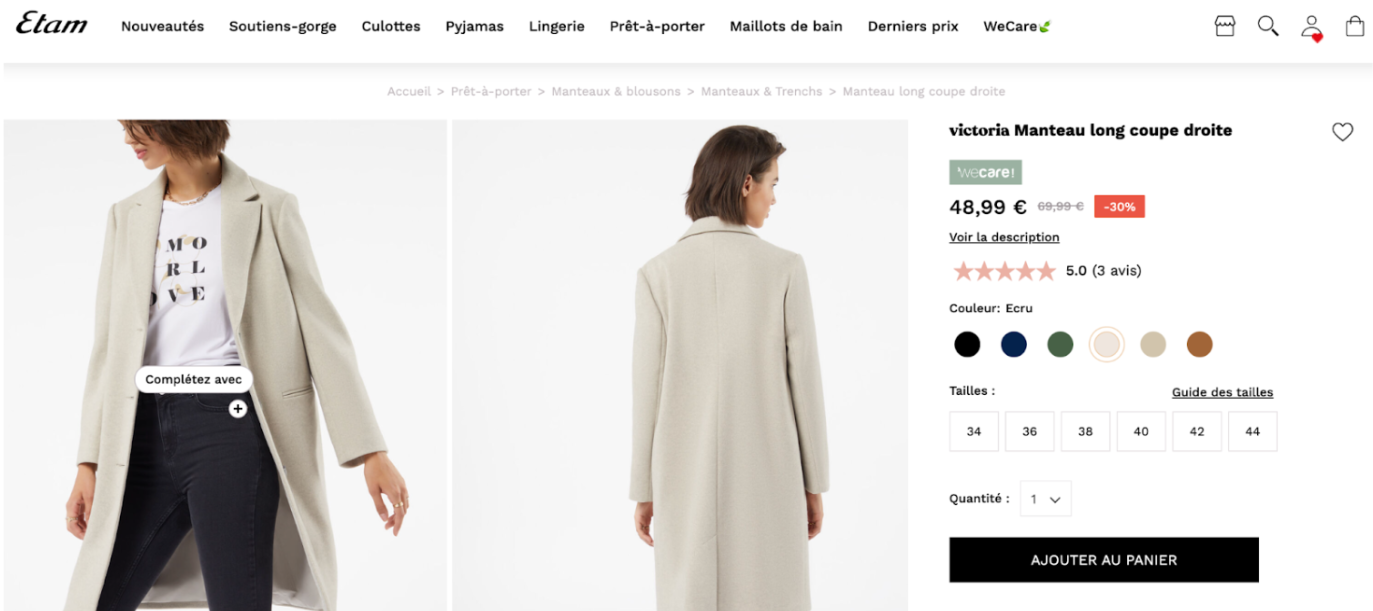 avis consommateurs - fiches produits - Avis Vérifiés - marque Etam