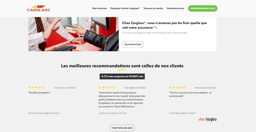Apperçu des avis Google Carglass - site web - avis vérifiés