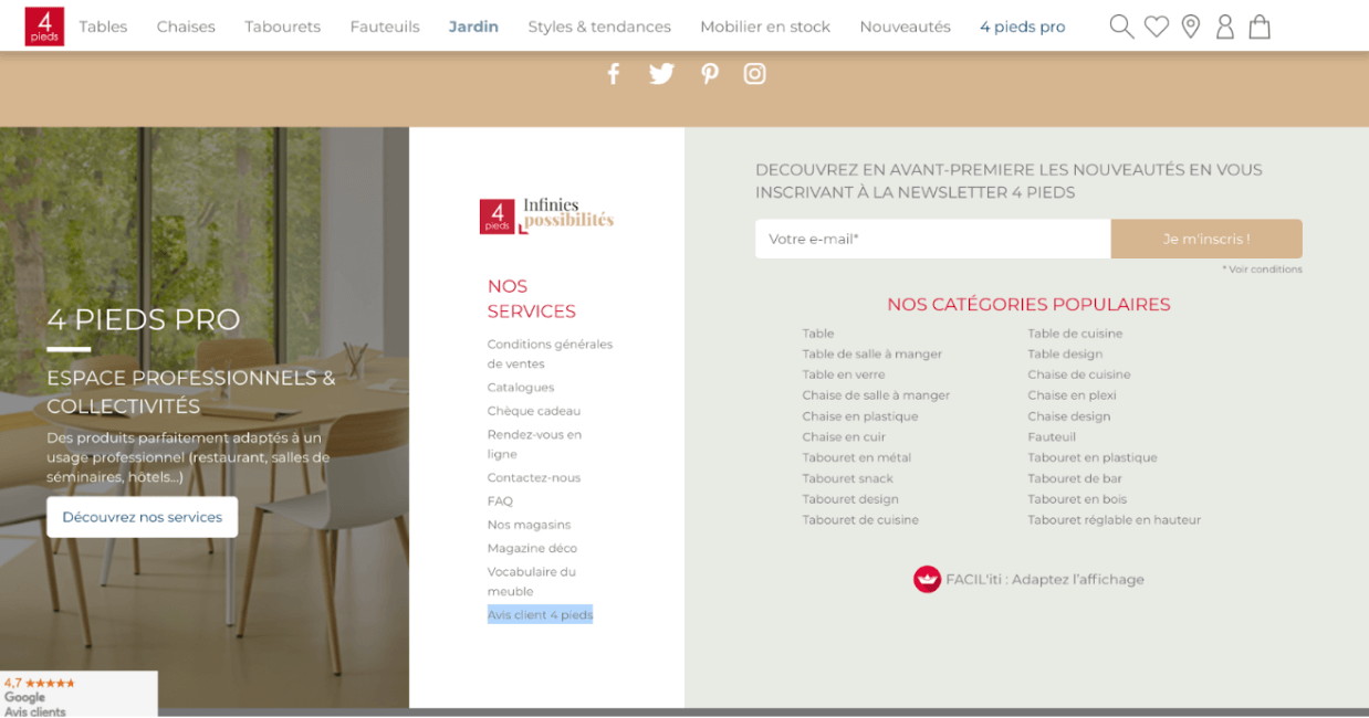 Page attestation Avis clients - Avis Vérifiés - 4 pieds