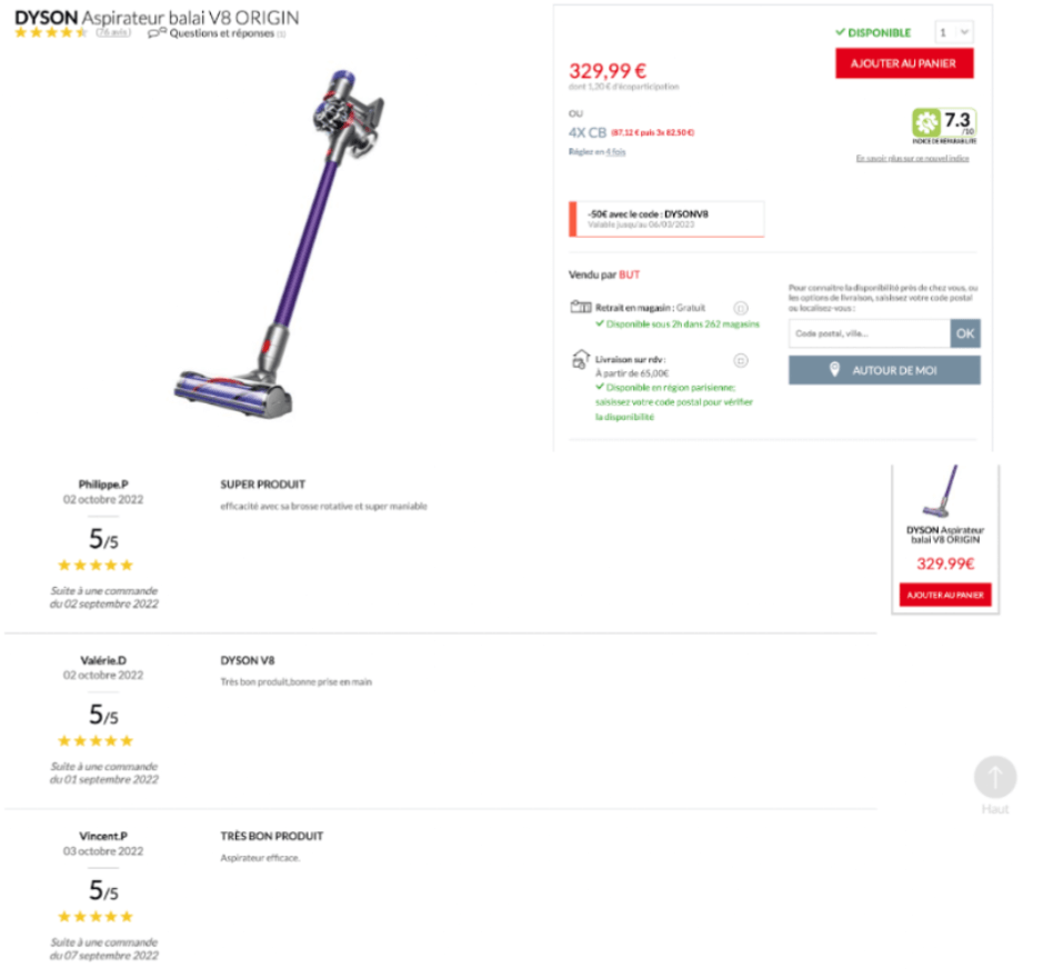 Page produits - dyson