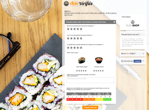 Avis client post-achat sushishop
