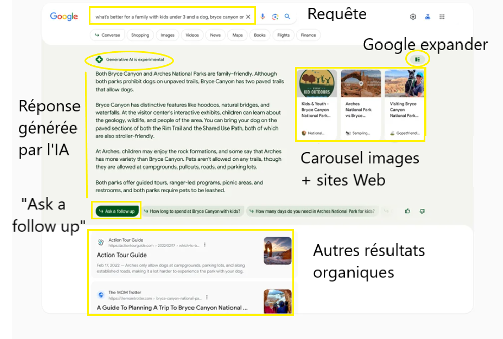 screenshot explicatif - SGE ia google - seo - avis vérifiés