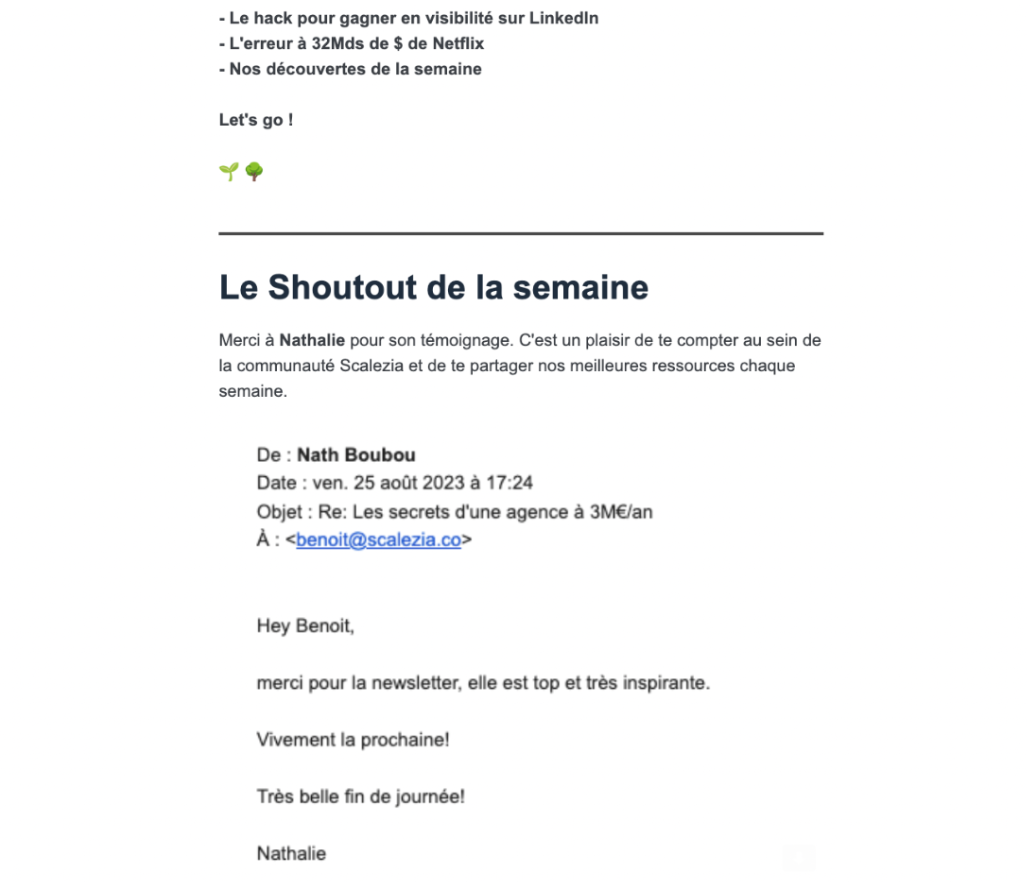 avis clients - newsletter