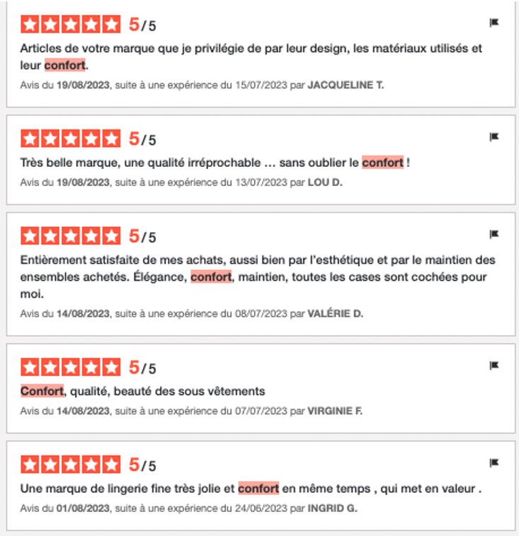 Avis clients - marque Aubade Paris - page attestation Avis Vérifiés - economie du partage