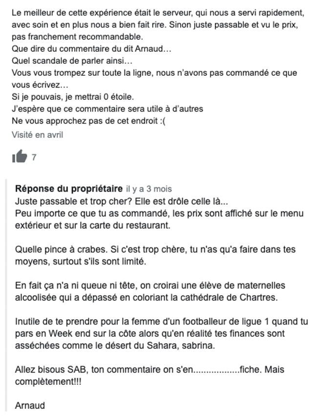 contre-exemple - réponse avis client négatif - économie du partage - paroles de consommateurs