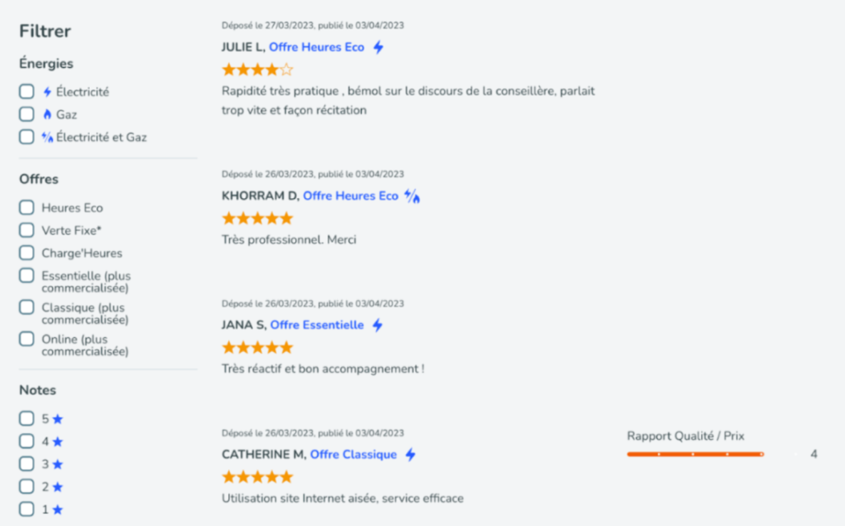 Suite page avis client - marque Total Energies - avis vérifiés