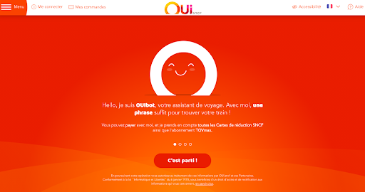 Exemple du chatbot “Ouibot” de OUISncf