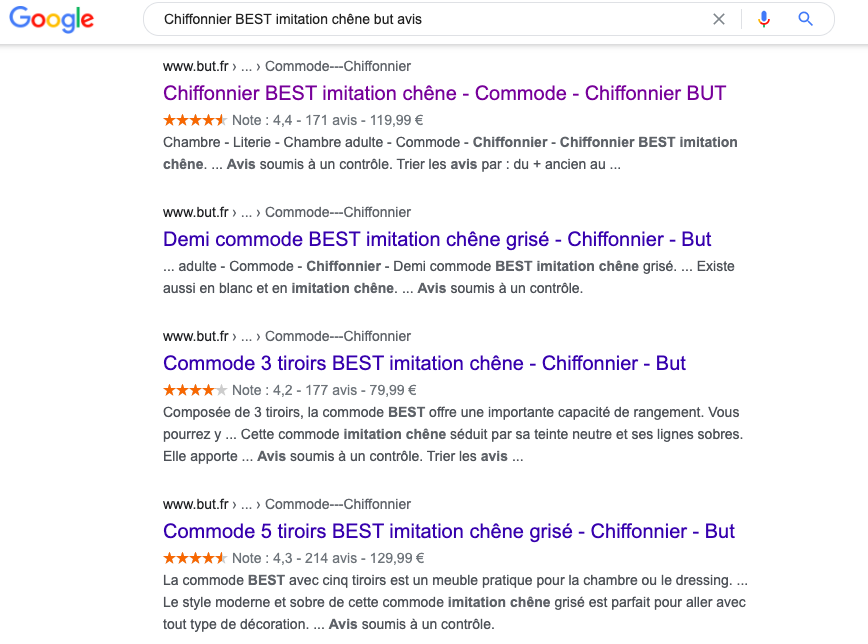 Les pages produit ayant des avis se positionnent sur Google