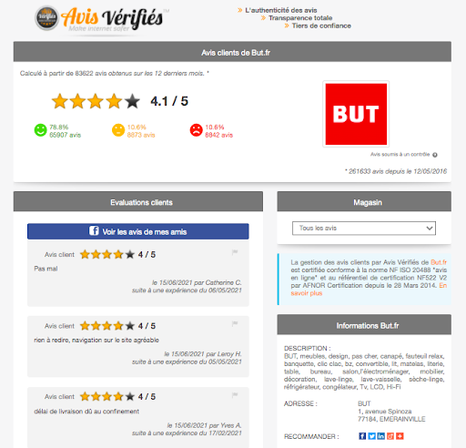 Page attestation avis vérifiés BUT