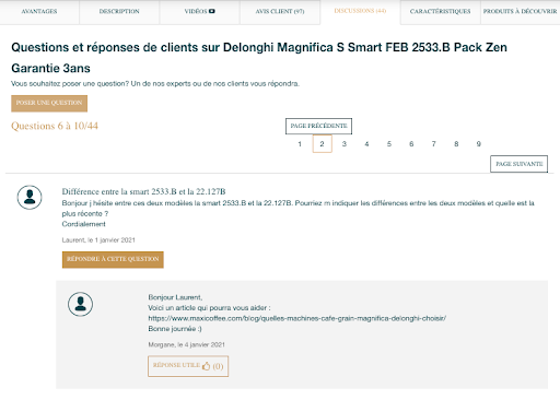 Question réponse sur l'experience client