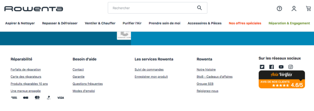 Widjet avis vérifiés site Rowenta