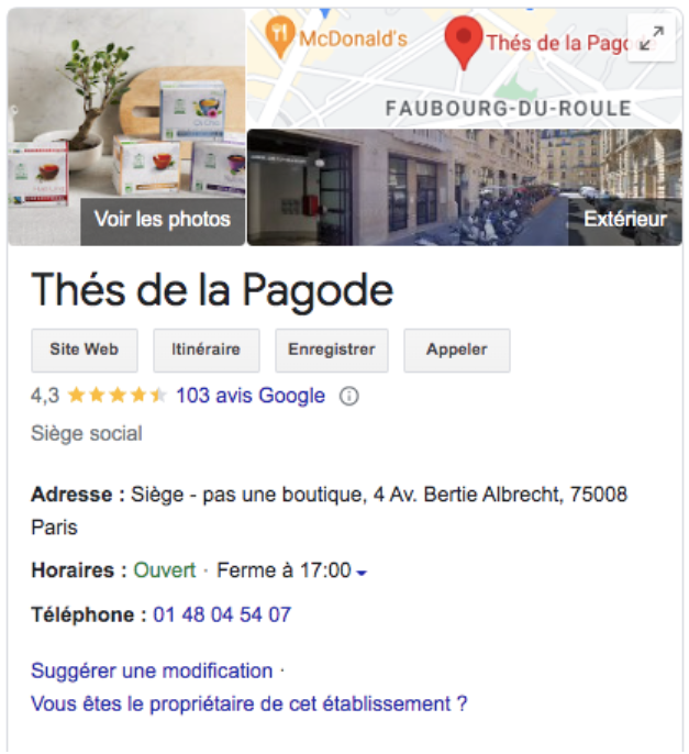 Fiche Google My Business pour un commerce