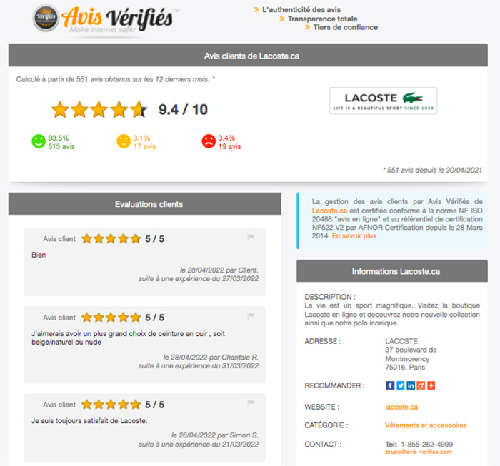 attestation avis vérifies