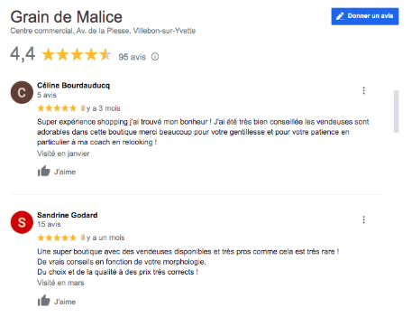 avis client google my business