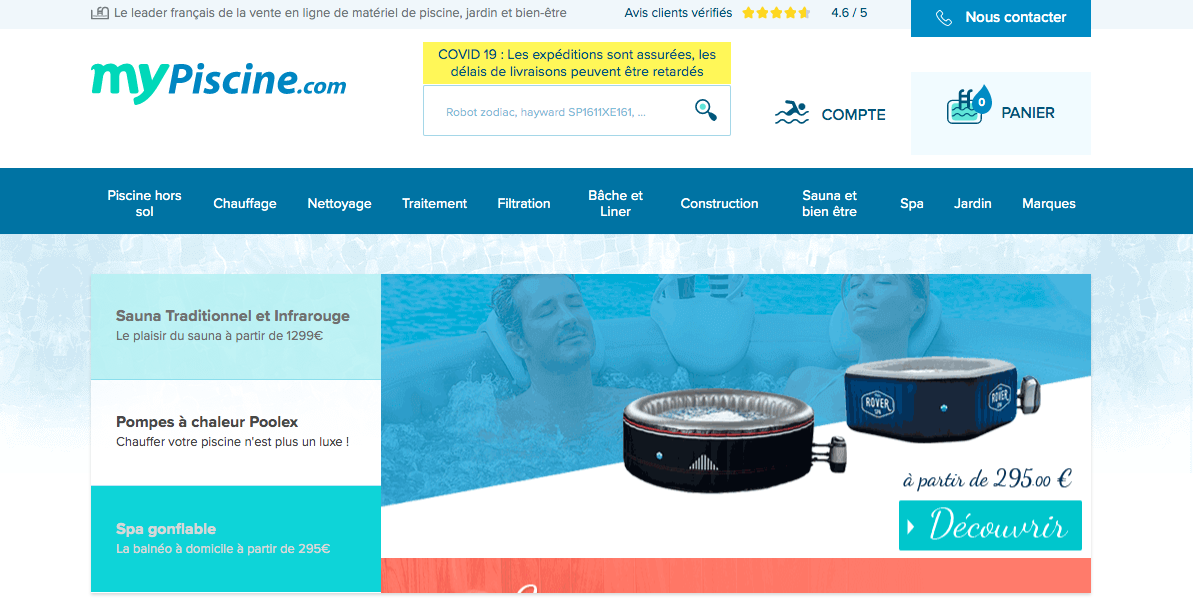 avis clients sur le site e-commerce mypiscinecom développé par NewQuest