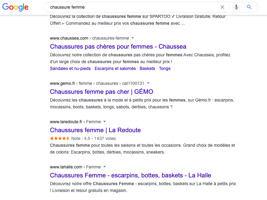 avis visibles sur Google