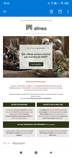 emailing d’Alinéa pour animer sa base client