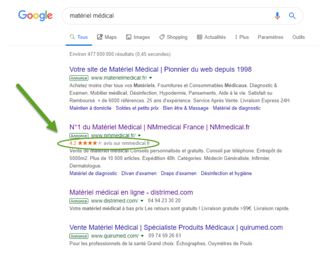 extension d'avis pouvant faire baisser vos CPC Google Ads