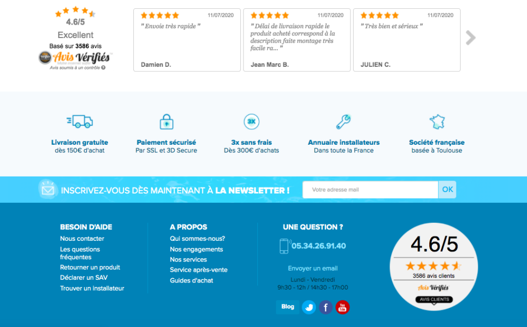 note moyenne obtenue par MyPiscine