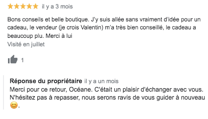 réponse avis client google